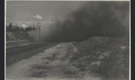 Linia obwodowa. Wiadukt powązkowski. Zdjęcie po wybuchu. Rozsadzanie zniszczonych bloków. 7 sierpnia 1945 r.